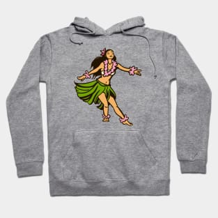 Vintage Hawaiian Hula Dancer Cartoon // Retro Hula Girl Hoodie